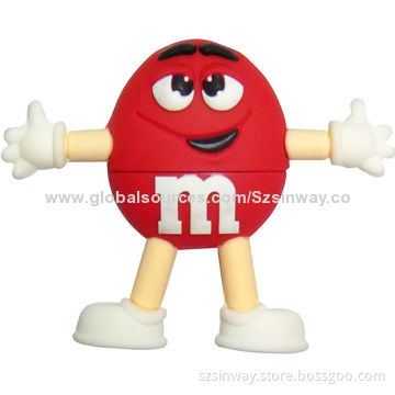 Cartoon PVC USB Flash Drive with 1 to 32GB, CE, FCC and RoHS Marks